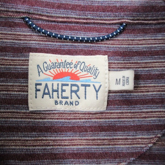 Faherty Freemont Stripe Polo Shirt Men M Long Sleeve Pima Cotton Casual 260 - Picture 4 of 9